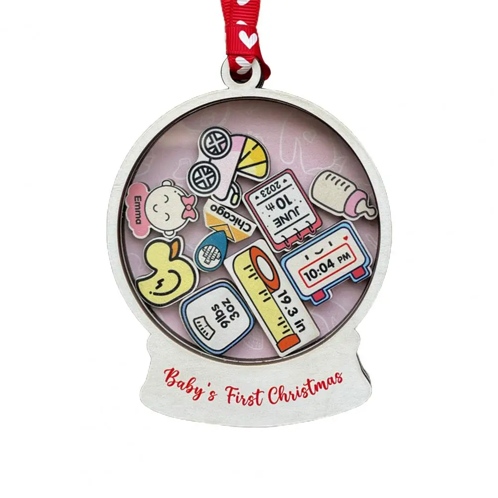thumbnail image 1 of Adorno colgante para el primer árbol de Navidad de bebé, ropa con forma de bola de cristal de imitación, relleno de madera, artesanía, adorno para árbol de Navidad, 1 of 5