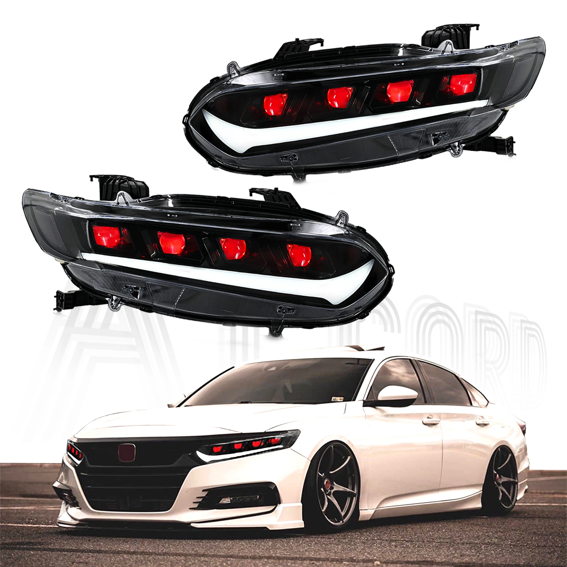 Headlights for Honda Accord 10th Gen 2018-2022 Quadruple Beam