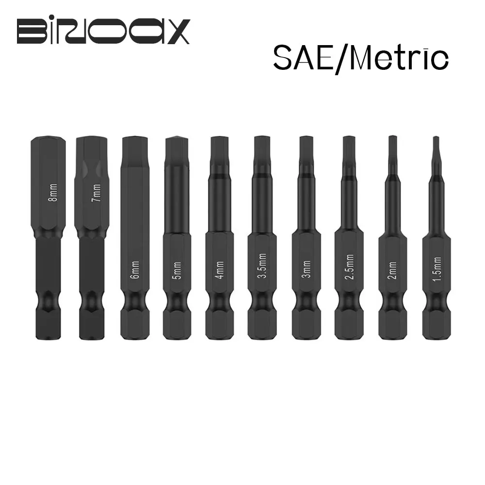 10 Pcs SAE/Metric Hex Head Allen Wrench Drill Bit Set 1/4" Diameter Quick Release Shank Magnetic Screwdriver Bit Set
