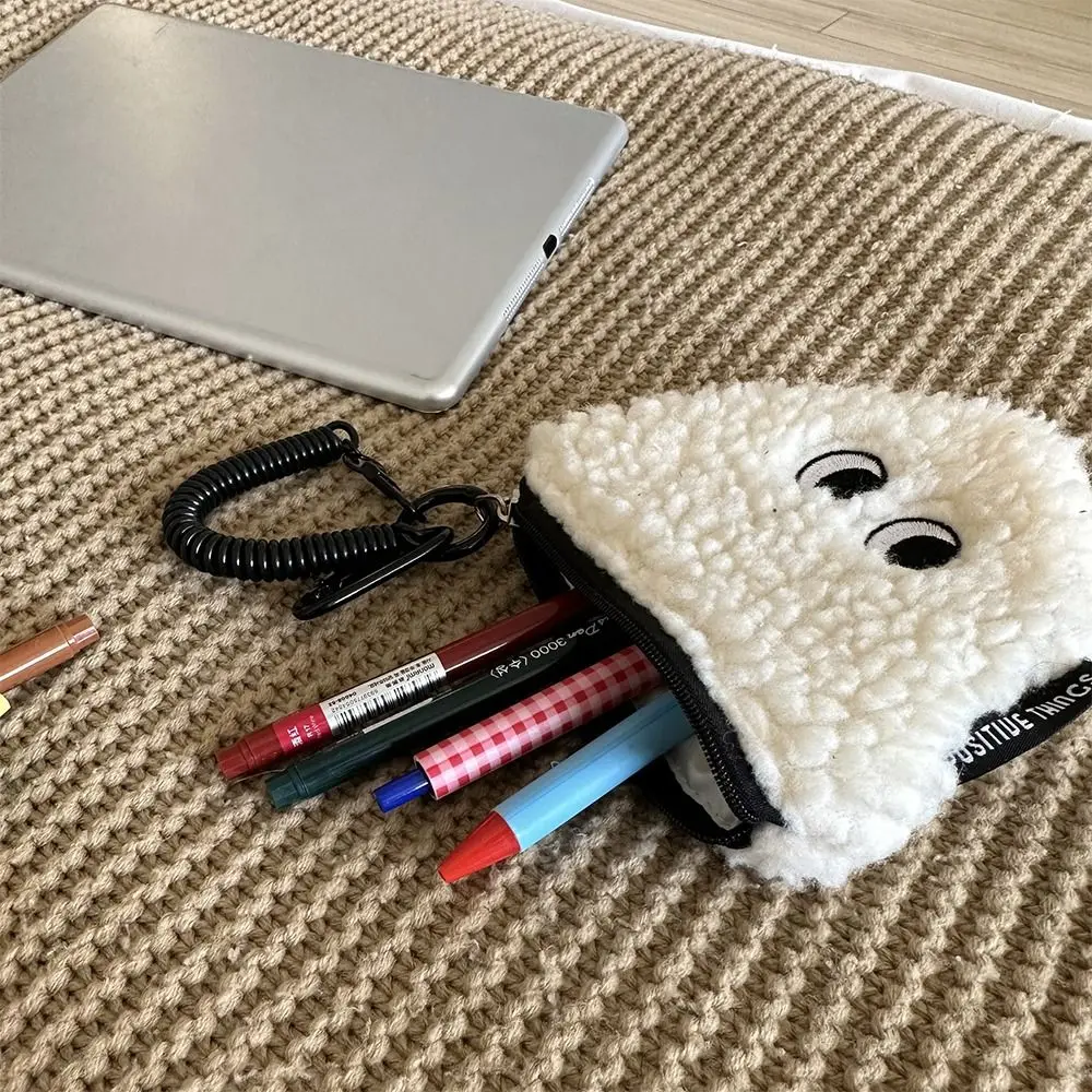 Cartoon Rice Ball Coin Purse Bag Pendant Bag Charm Plush Wallet with Lanyard Small Wallet Zipper Small Item Storage Bag