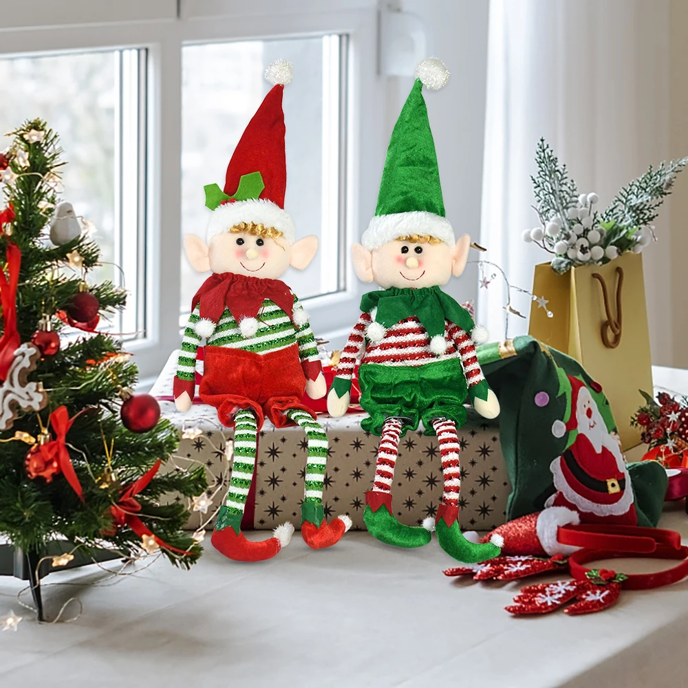 子供のためのエルフの置物,55cm,大きなサイズ,赤と緑,クリスマス,家の装飾 AliExpress