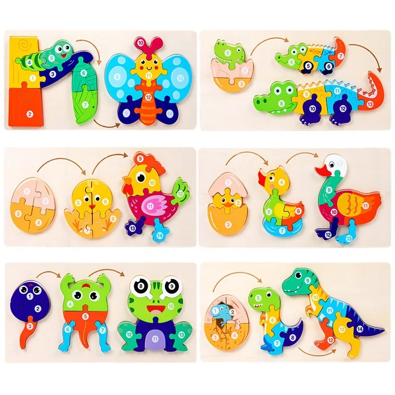 Wooden Kids Early Education Enlightenment t 3D Growth Puzzle Animal Wooden Kids Early Education Enlightenment t 3D Growth Puzzle Animal