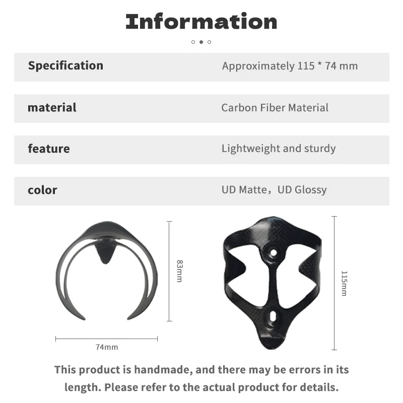 3K Carbon Bicycle Bottle 2 PCS Bicycle Bottle Holder Accessories Water Set
