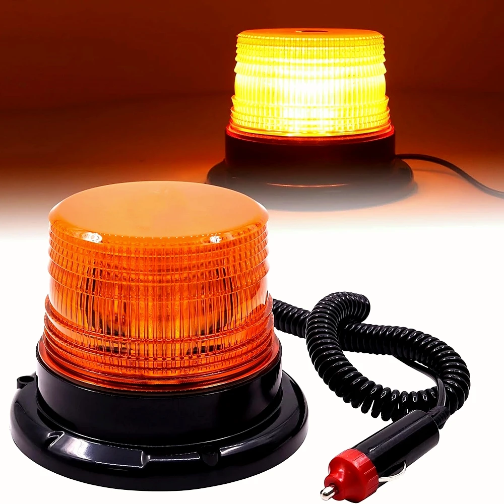 LED Strobe Light Circular Car Flashing Signal Magnetic Ceiling Police Emergency Lights Portable Warning Lighting 12-24V