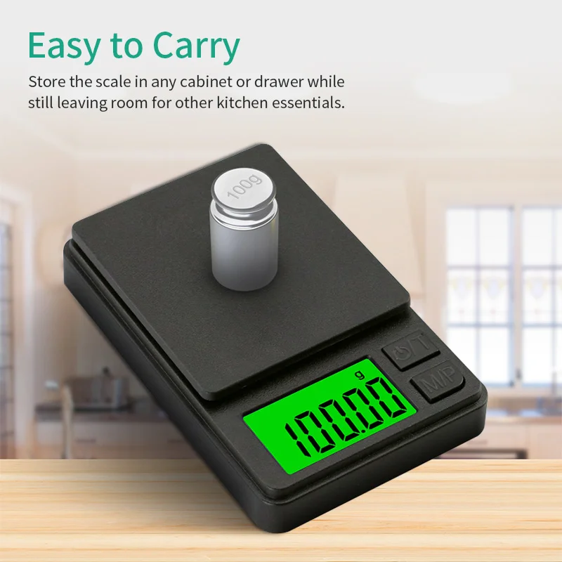 Compact Digital Pocket Scale with LCD Display - Black