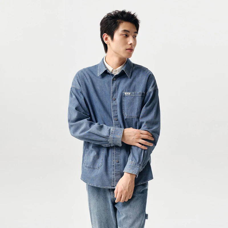 Semir Long-Sleeved Shirt Men Spring Pure Cotton Retro Style Denim Work Top