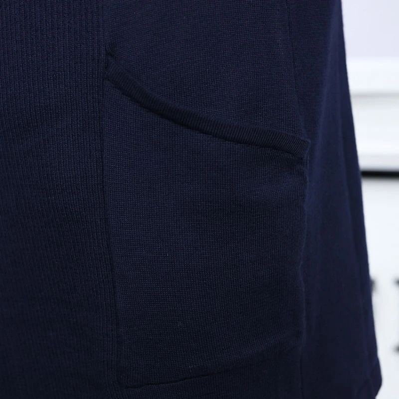 2023 Spring New Men's Mid-Length Pocket Cardigan Sweater Fashion Slim Sweater Coat with Short/Long Length Options