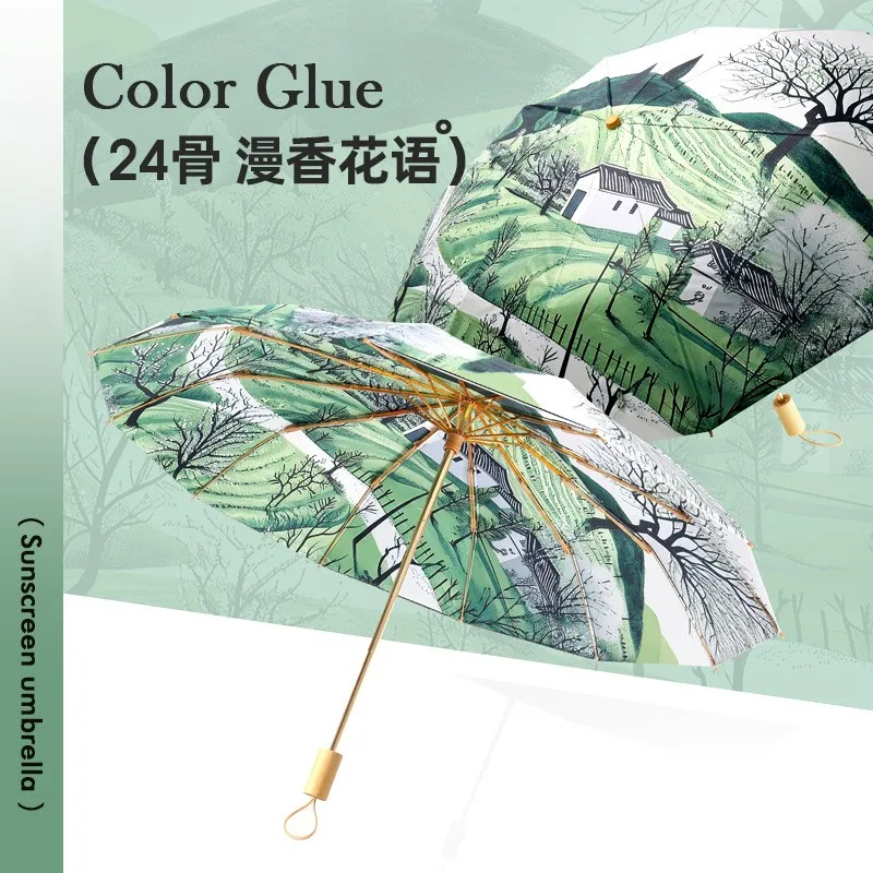 Sun Protection UV 3 Folding Sunshade Umbrella Sunny and Rainy Large Umbrellas Retro Double Layer Umbrella Women Windproof folding umbrella mini sun umbrella wind resistant umbrella sun umbrella automatic sun umbrella windproof umbrella