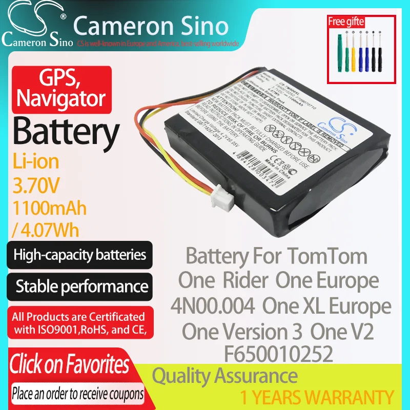 Batteria Cameronsino Per Tomtom One Europe Rider One Xl Europe One V2 4N00.004 Per Tomtom F650010252 Gps, Batteria Navigatore 3.70V
