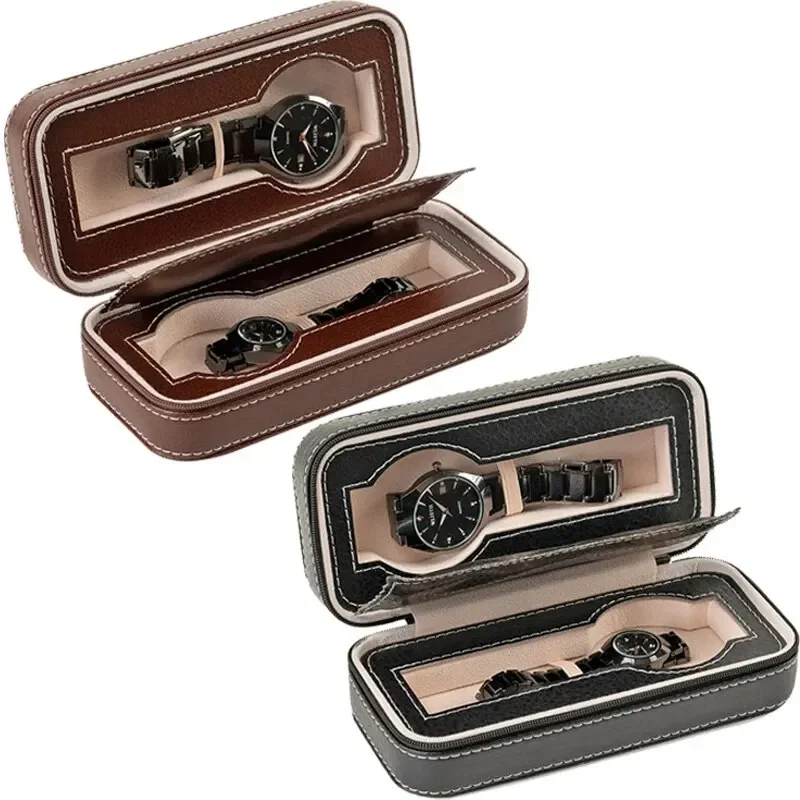 New Travel Dustproof Embedded Watch Box Zipper Portable PU Leather Storage Case Watch Display Box For Trips And Gift Storage Bag watch storage box watch storage bag watch storage pouch