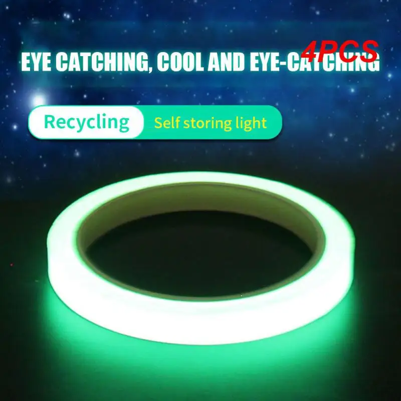 

4 шт. зеленые светящиеся самоклеящиеся ленты ночного видения, светящиеся в темноте