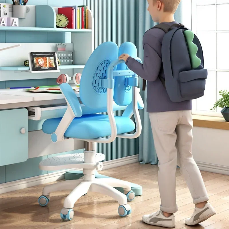 Children's Study Chair Corrective Sitting Posture Seat Adjustable Writing Chair for Kids Home Lifting Desk Backrest Child