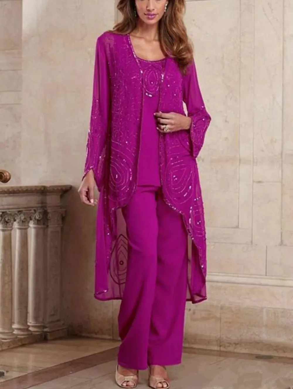 Wedding Dress Guest Xnihocha Women's Pieces Dress Suit Chiffon