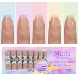 Multi-Color Almond French Press-On Fake Nails Set - 150pcs, Easy-to-Apply and Removable (Z007)
