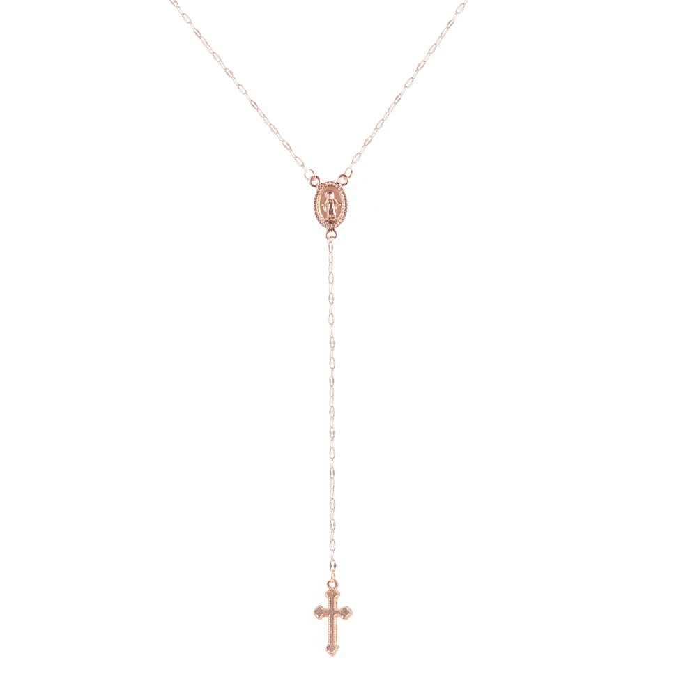 FSUNION 2025 Neue Vintage Christian Kreuz Böhmen Religiöse Rosenkranz Anhänger Halskette Für Frauen Charme Schmuck Geschenke – Detail 3