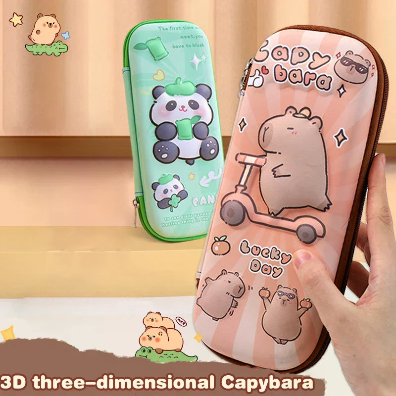 학생용 3D 카피바라 연필 케이스 방수 대용량 다기능 펜 파우치 학교 용품 문구