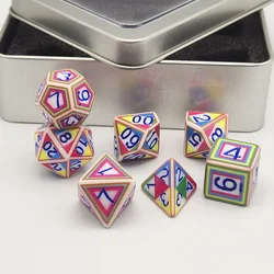 Colorful Geometric Pattern Polyhedral Acrylic Dice Set - 7 Pieces with Gift Box Packaging (MULTI)