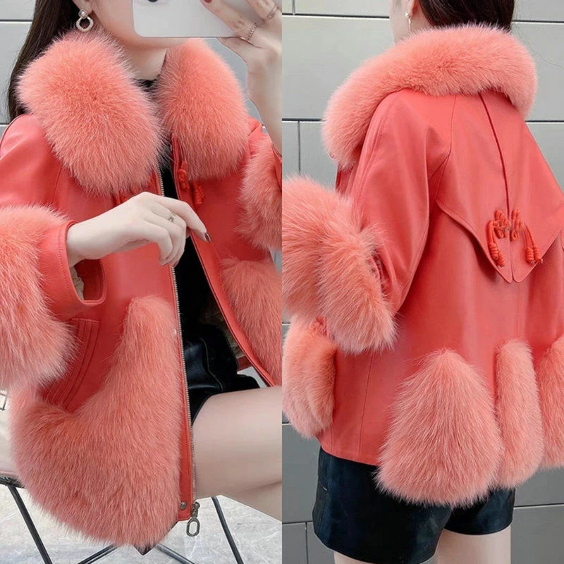 Fashion Goddess Popular Slimming Environmentally Faux Fur Coat High-End Washed Leather Coat Jackets Women 2023 Winter Clothes