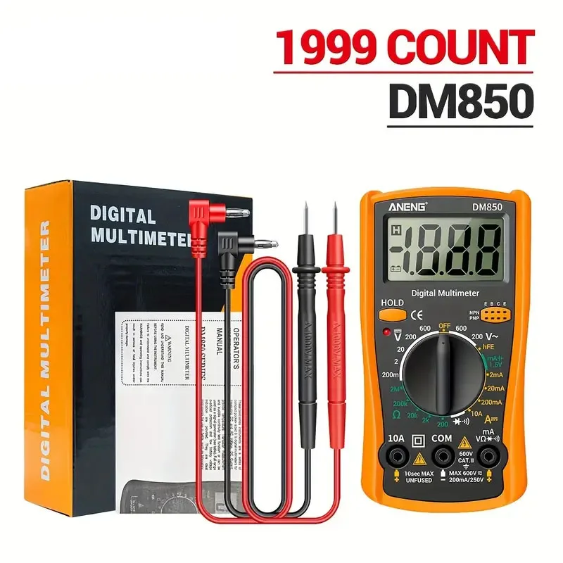 

LCD Digital Multimeter AC/DC Voltage Diode Tester Current Resistance Meter Ammeter Multitester with Test Probe Professional Tool