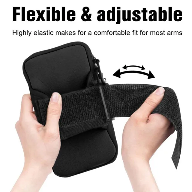Hands-Free Workout Arm Pack Durable Breathable  Phone Holder with Headphone Hole & Zipper Pocket, Perfect for Cycling, Running, 4