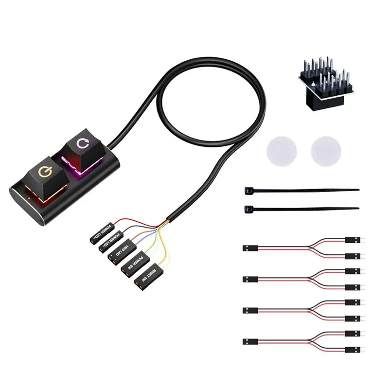 USB 포트 LED 표시등 인터넷 카페 컴퓨터 데스크탑 알루미늄 스위치 버튼 외부 PC 전원 켜기/리셋 버튼