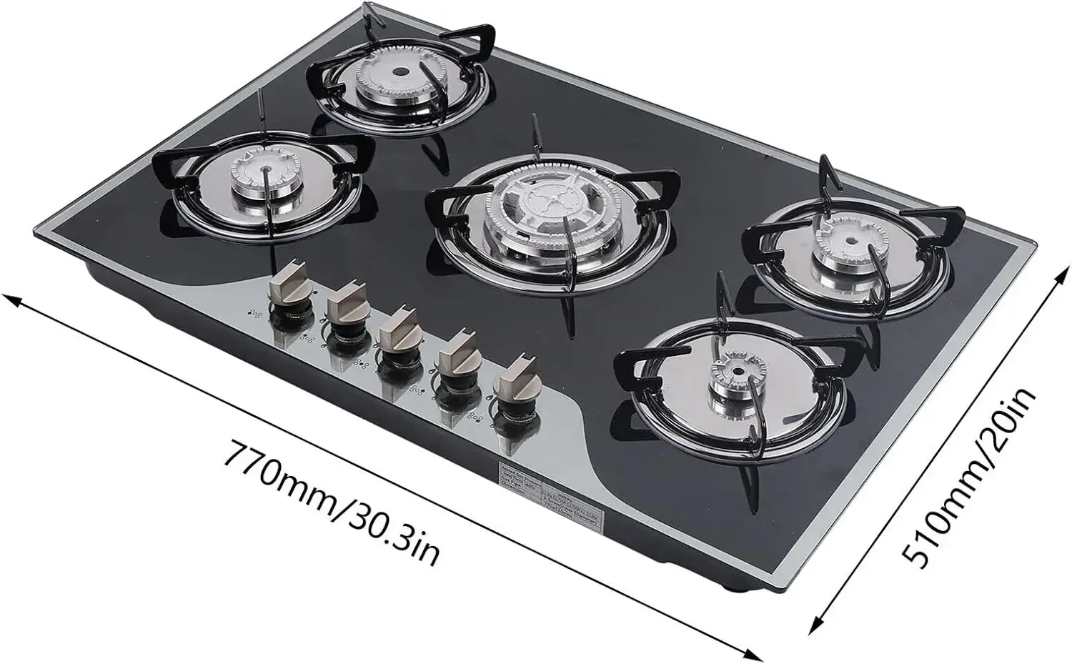 Cooktop 23'' 30 Inch 35'', Built-in NG/LPG Convertible Gas Cooktops 4 Burners 5 Burner Gas hob, Gas Countertop Plug-in with Temp 6