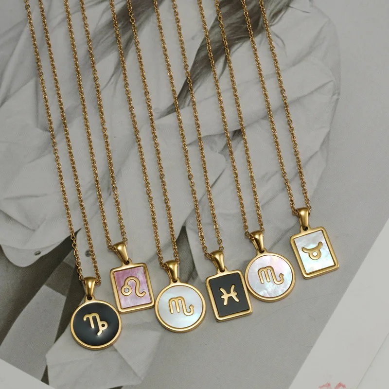 Titanium Steel Pendant Necklace  Gold Stainless Zodiac Necklace - Cute  Gold Plated - Aliexpress