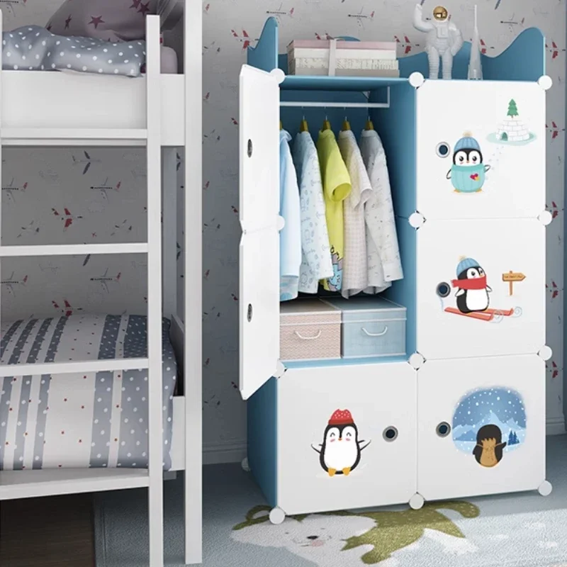 Kids Closet Closet Children's Wardrobe Child Baby Cabinets Toy Cabinet Storage Sliding Door Organizer Clothes Dress Furniture