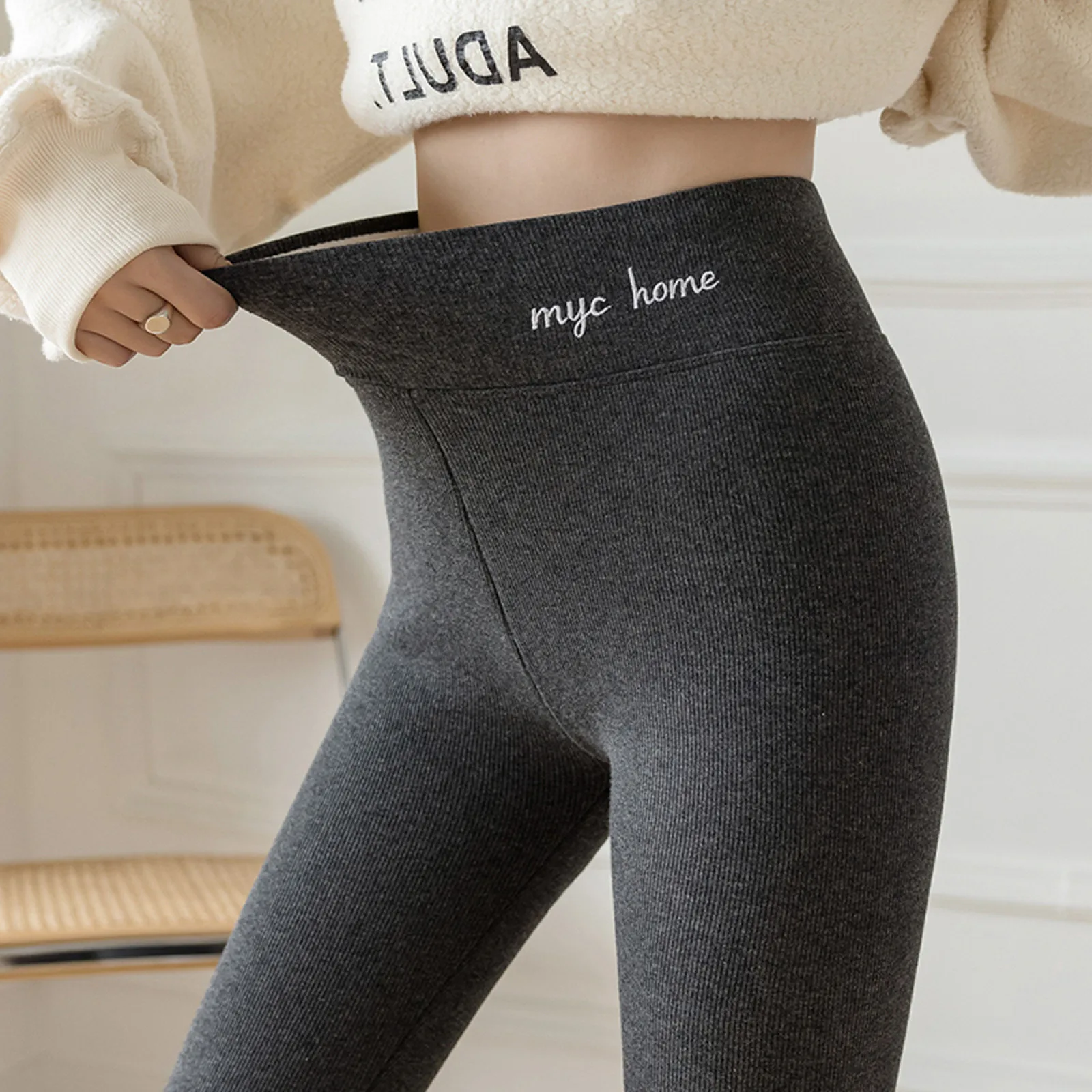Warm Trousers Women'S Lamb Thickened Leggings Winter High Waist Sweatpants Female Thermal Leggins Cold Resistant Pants 2023