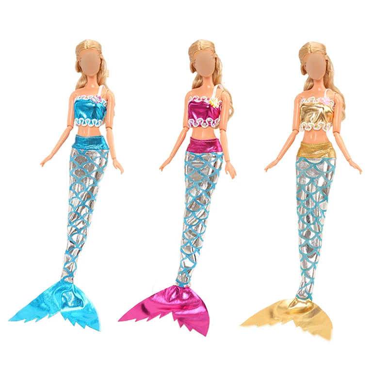 Vestido de cola de sirena para muñeca Barbie, 3 piezas, accesorios,  Cosplay, traje de princesa para muñeca 1/6, juguete de vestir, envío  gratis| | - AliExpress