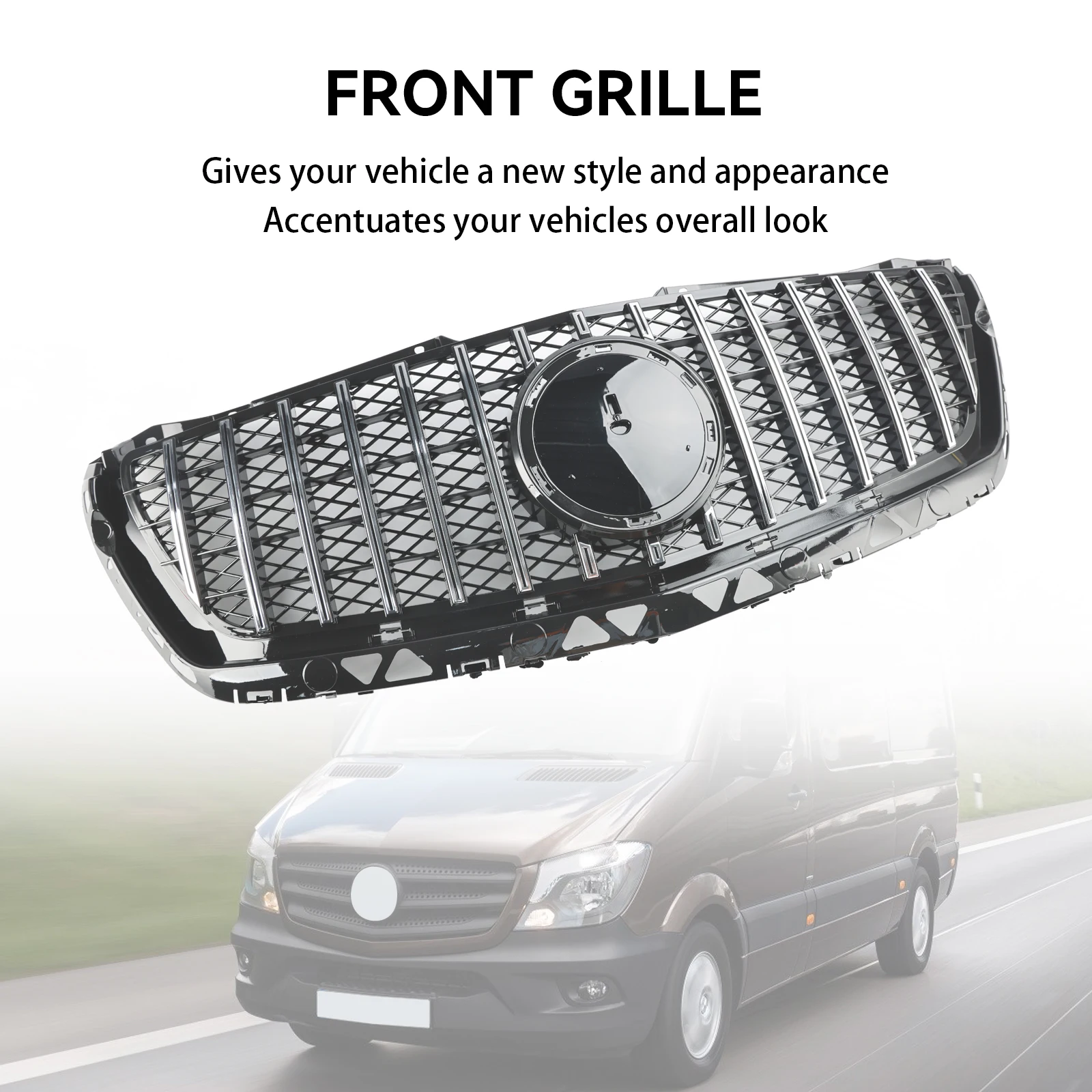Front Bumper Grill Grille Fit for Mercedes Benz Sprinter W906 2014-2018 Chrome