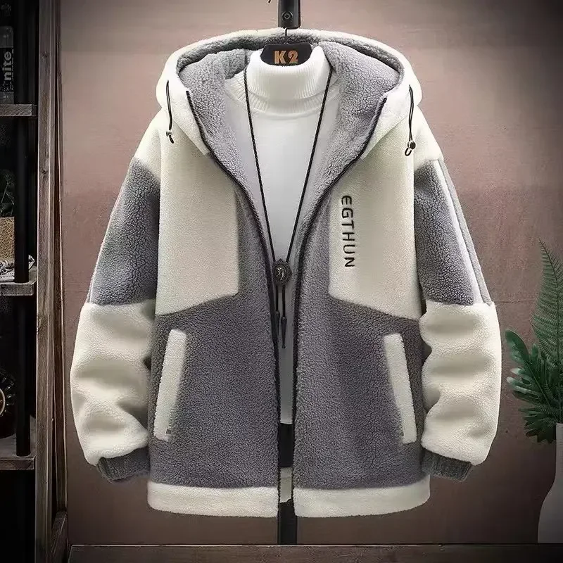 Autumn Men's Jackets Korean Fashion Streetwear Harajuku Winter Hooded Jackets Casual Men Clothing Wool Jackets Warm Jacket 2023