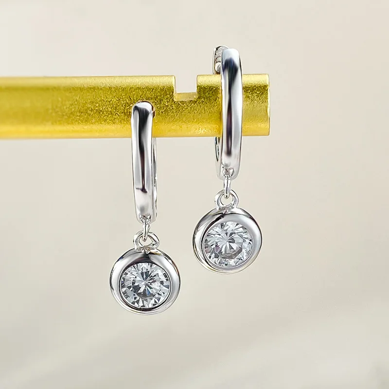 TFGLBU D Color 1CT Real Moissanite Drop Earring for Women Wedding Anniversary Glassic S925 Sterling Silver Earring GRA
