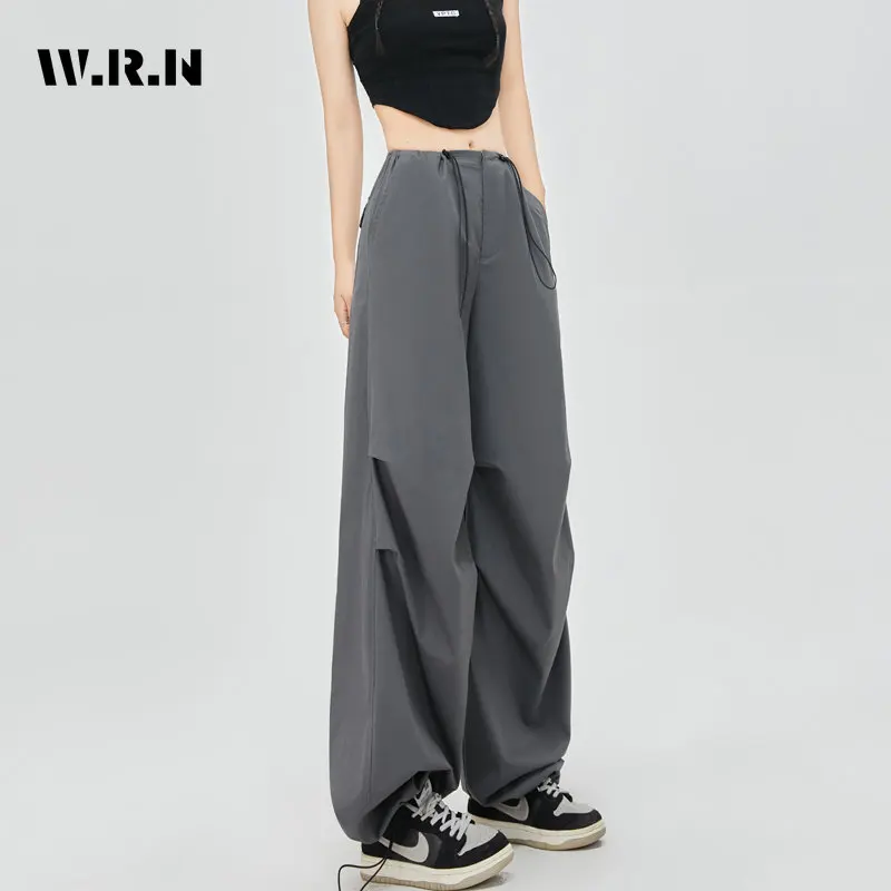 

Women's High Street Casual Overalls Solid Loose Wide Leg Pants American Retro Beam Pants 90's Oversized Pants Y2k Sports Pants