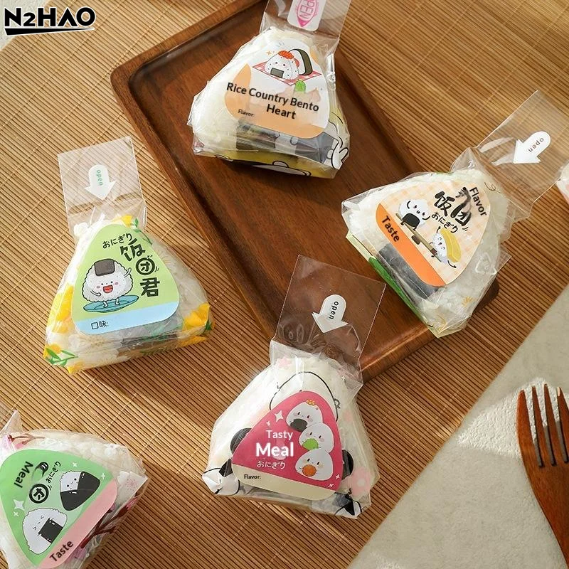 100Pcs 스시 가방 사랑스러운 일본식 삼각형 쌀 공 일회용 포장 가방 스시 만들기 금형 도시락 액세서리