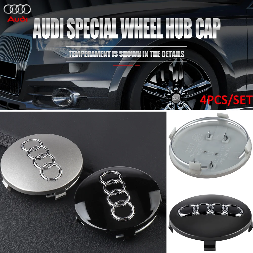 4 Pz/Set 59Mm Car Wheel Center Hub Caps Hubcap Tire Rim Covers Decorazione Per Audi A3 A4 B8 8P B9 8V B6 A5 B7 A1 A6 C6 Styling