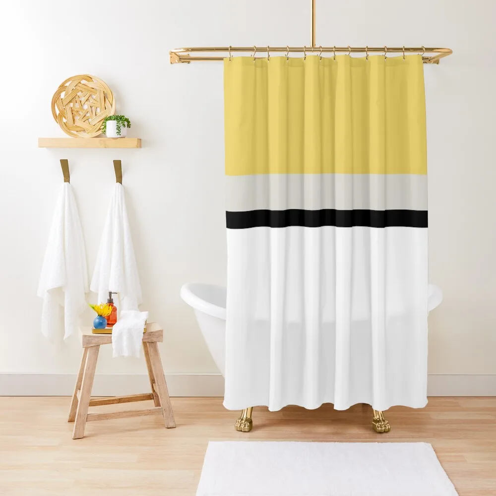 Minimal Abstract Yellow White Black 14 Shower Curtain Waterproof Shower Shower For Bathroom Bathtub Curtain