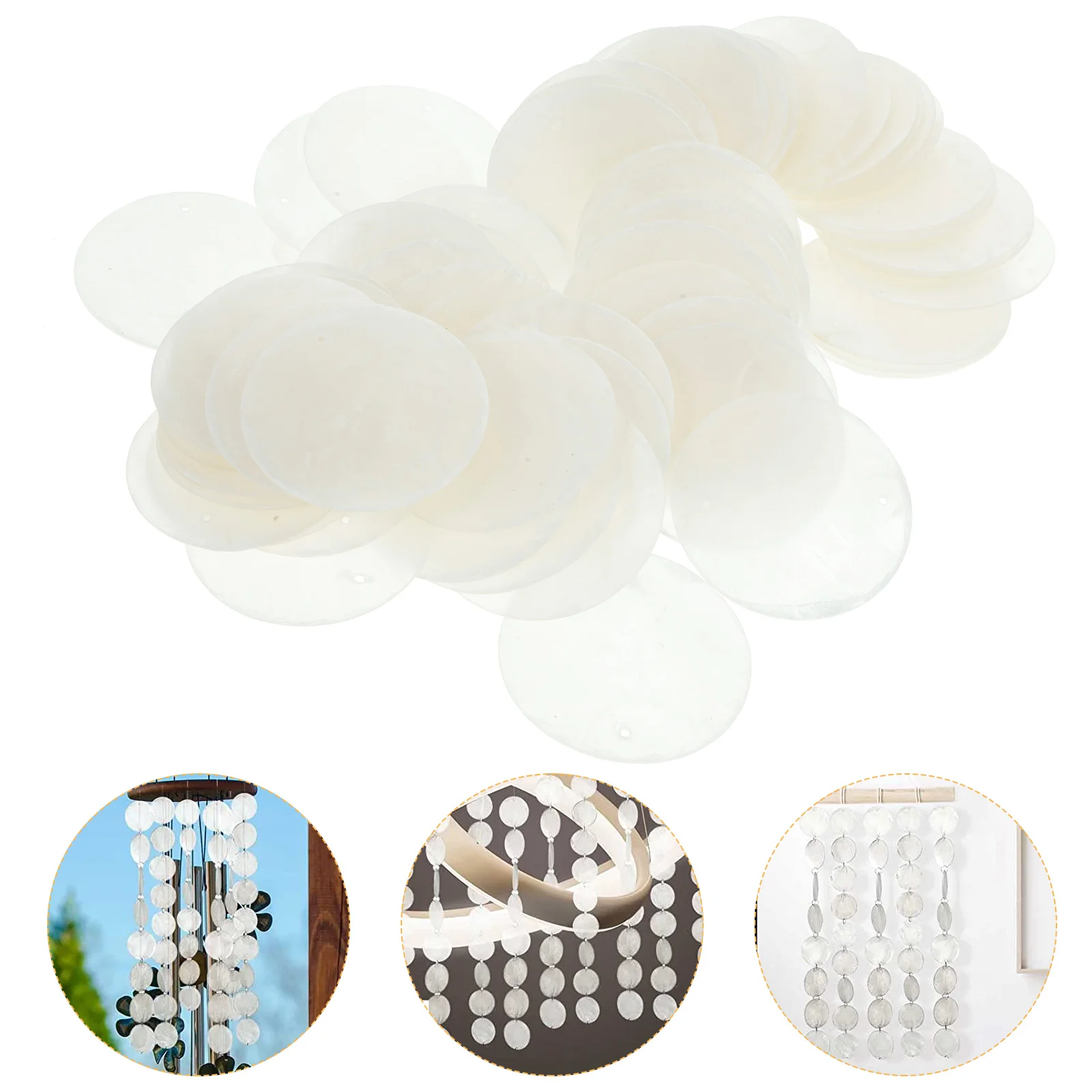 

Round Capiz Shells Natural Shell White Shells Earring Hanging Charm 2 Holes Wind Chimes Jewelry Making Wedding Home Decor