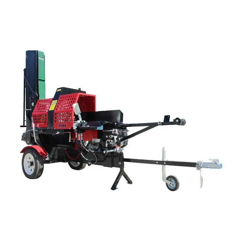 Automatic firewood processor powered by 27hp gasoline engine, electric  start EPA approved 35 ton force, 500mm splitting diameter