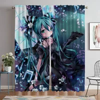 Modern Living Room Curtains for Camera Hatsune M-Miku Curtain Window Shades Halloween Decoration Home Interior Curtains 2 Pieces 1