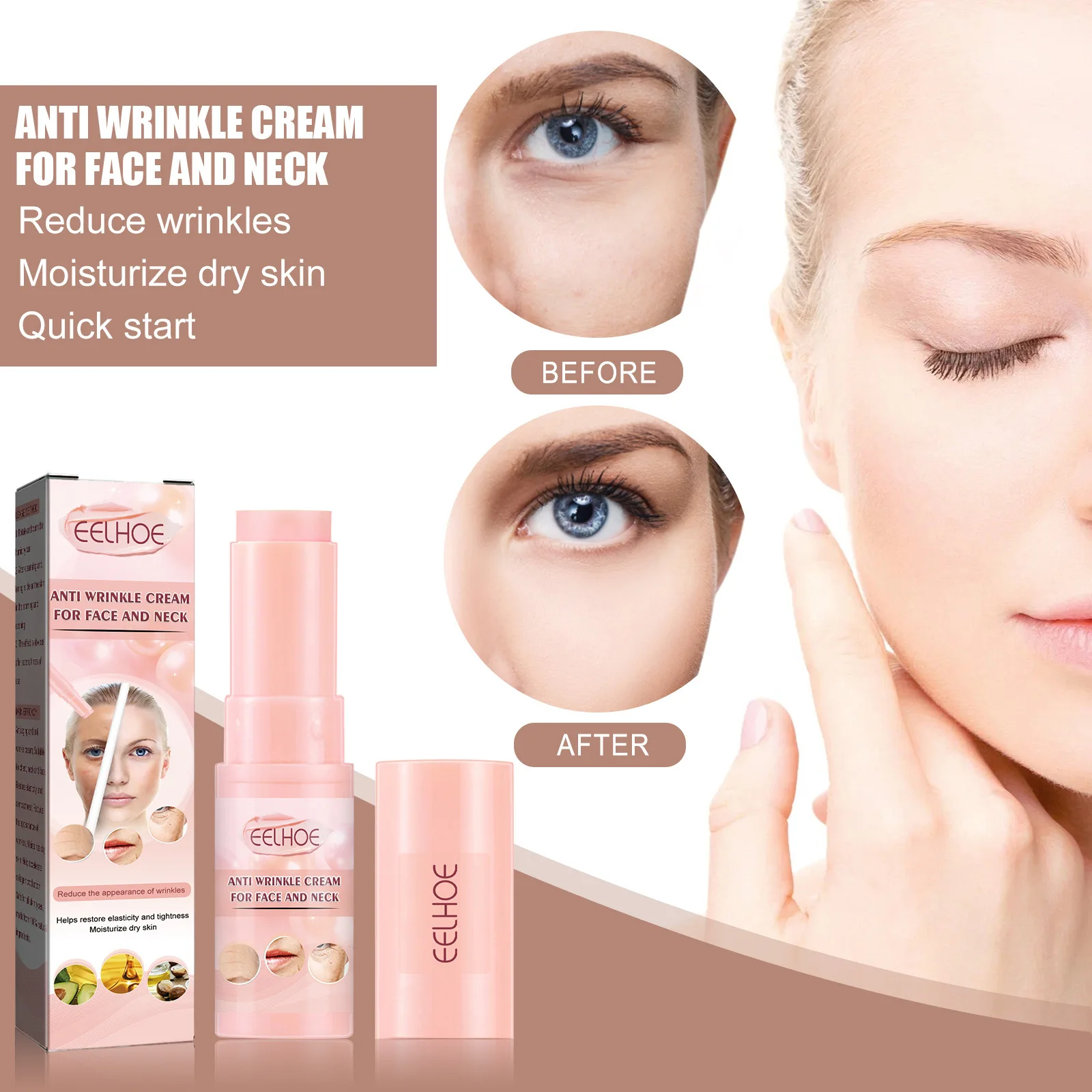 Cremă anti-îmbătrânire cu colagen, cremă facială pentru fermitate, îndepărtarea ridurilor, stick pentru gât, deschide linia fină, hrănește, hidratează, îngrijirea pielii feminine_voghion.com