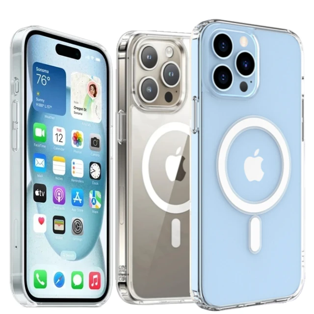 Crystal Clear Magnetic Case for iPhone 16 15 14 Plus 13 11 12 Pro Max Case Compatible With Magsafe Wireless Charging Case Cover
