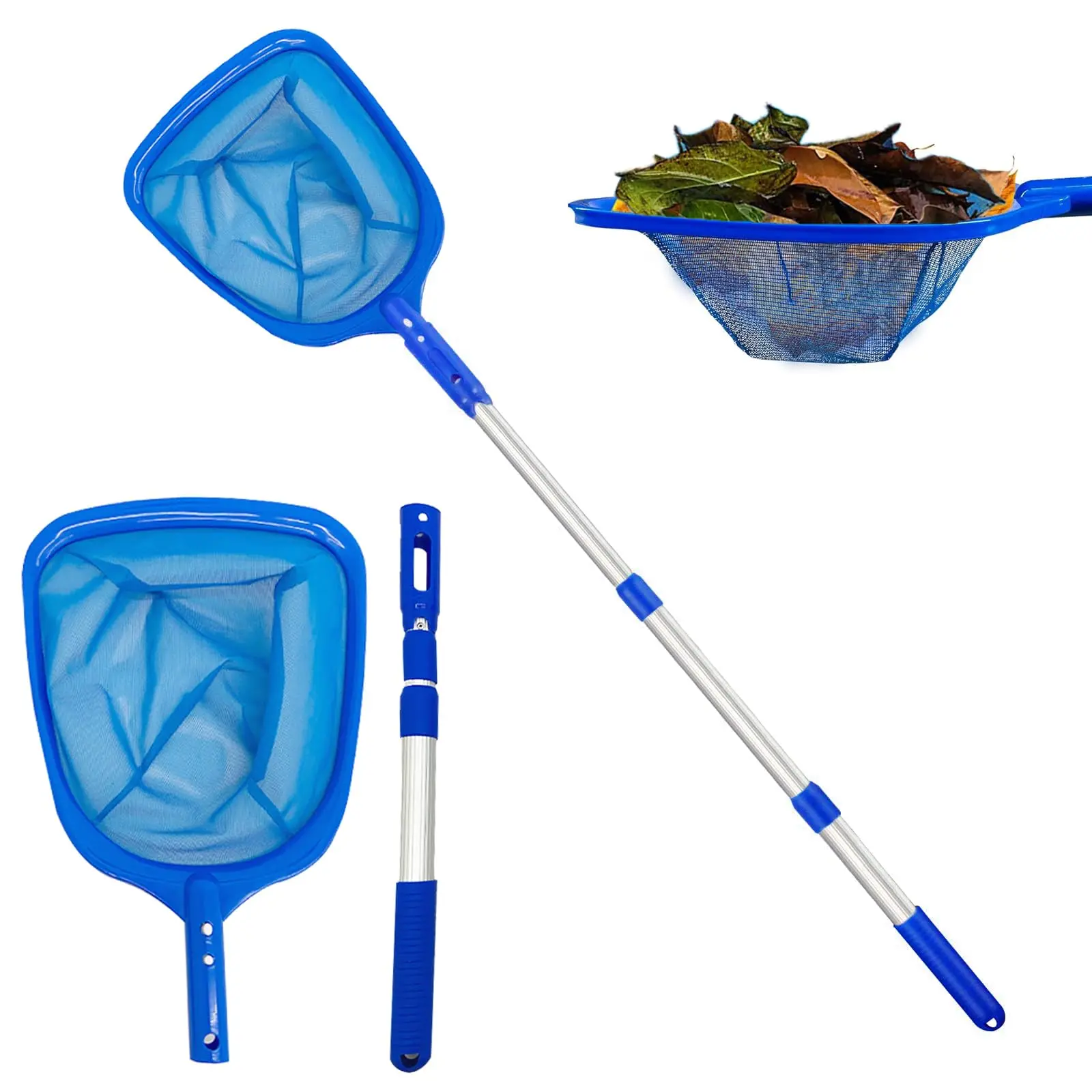 Swimming Pool Skimmer Net 3 Section Telescopic Pole Fine Mesh Deepwater Net Cleaning Leaves and Debris Pond