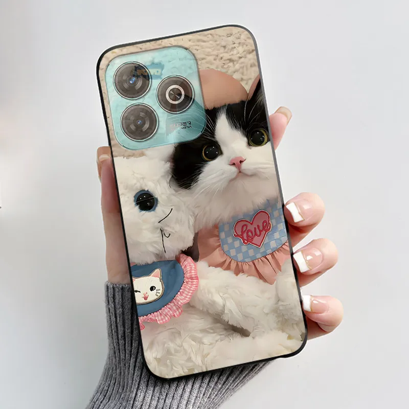 Aesthetic Cute Cat Black Shockproof Silicone Back Cover