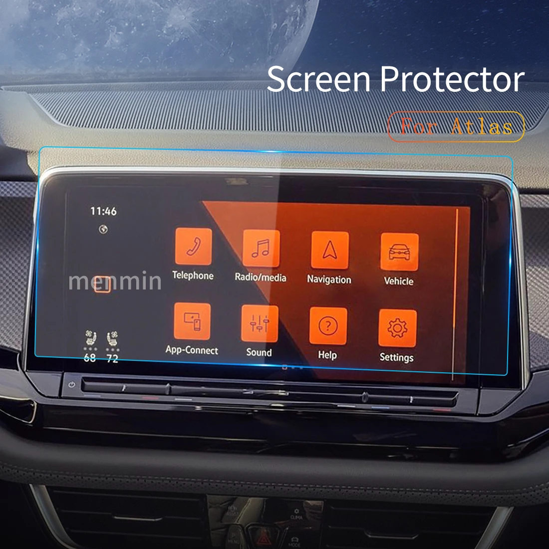 

Car Stickers Meters Screen Protector For VW Atlas 2024 Display Tempered Glass Protective Film Navigation Auto Accessories