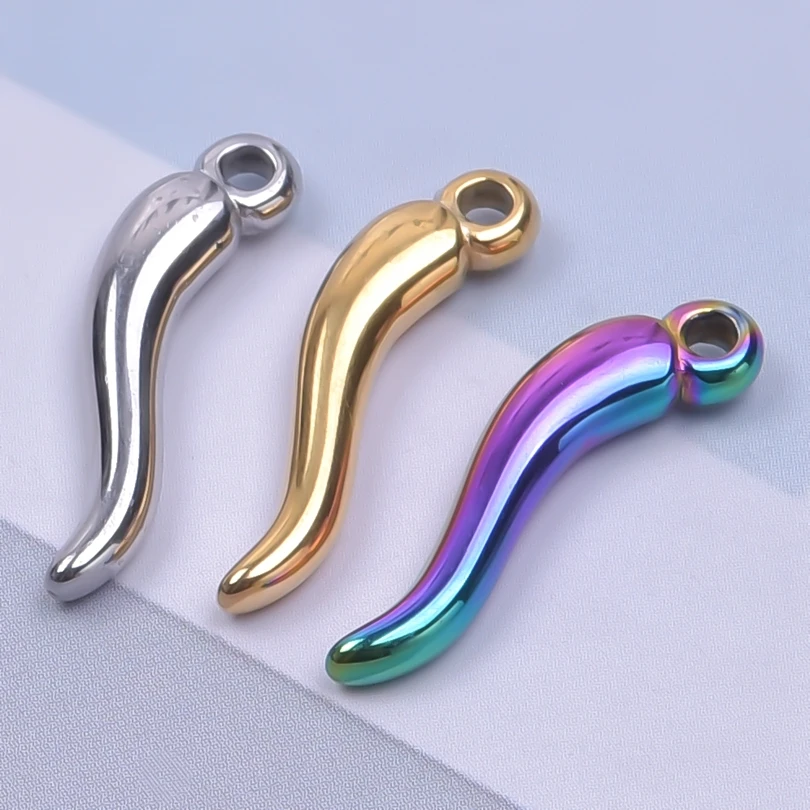 

10pcs/Lot Stainless Steel Charms Pepper Shape With Hole Pendants Jewelry Making Supplies Metal Earrings Necklace DIY Accessories