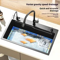 Kitchen Sink Stainless Steel Embossed Large single Slot Multifunctional Household Vegetable Dishwashing Sinks Undermount Basin 2