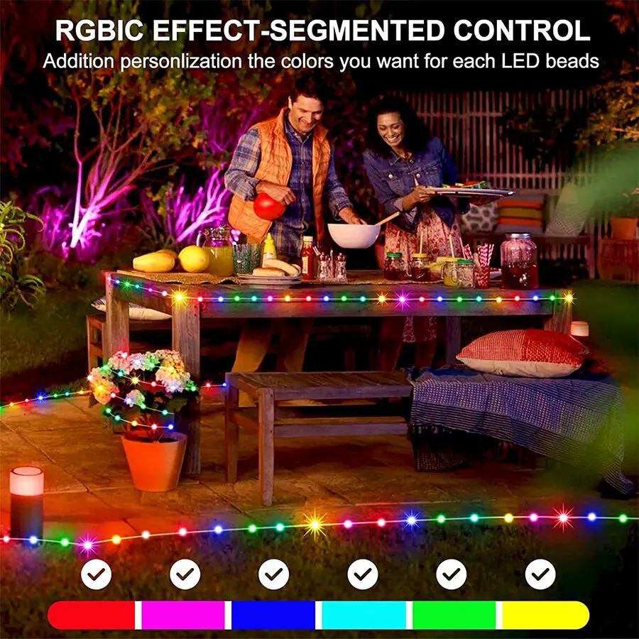 블루투스 LED 스트링 조명, RGBIC 드림컬러 크리스마스 조명, 화환 파티 웨딩 장식, 새해 크리스마스 트리 장식
