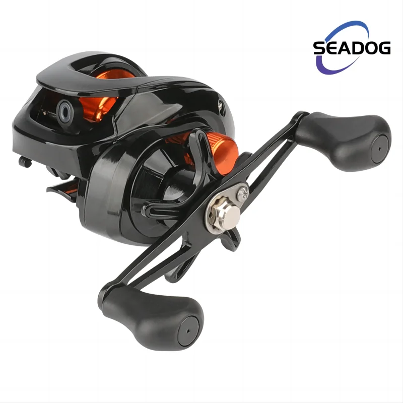 

SEADOG Bait Casting Reel with Rubber Grip Metal Wheel Seat Black Fishing Reels 8KG Power Blance Rocker Smooth Operation