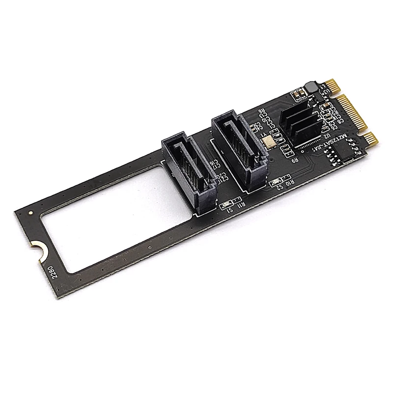 

Плата расширения M.2 NVME на SATA 3,0, 6 ГБ, адаптер M.2 Key-M PCIE NVME на 2 порта SATA3.0, преобразователь Райзер-карты, чип JMB582 PCI-E 3,0